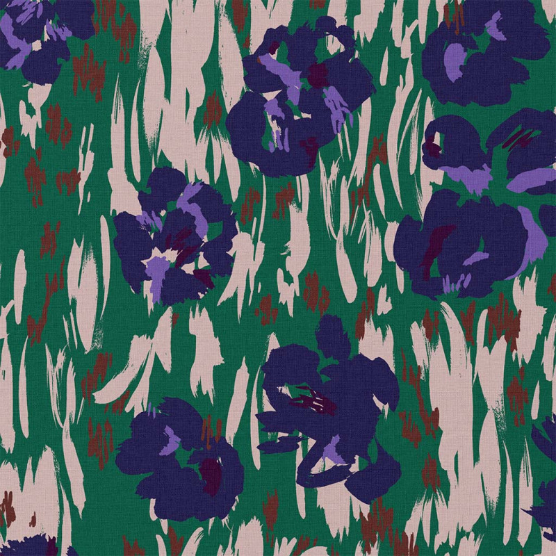 Printed Acryl Coated Cotton AMAYA Green / Blue